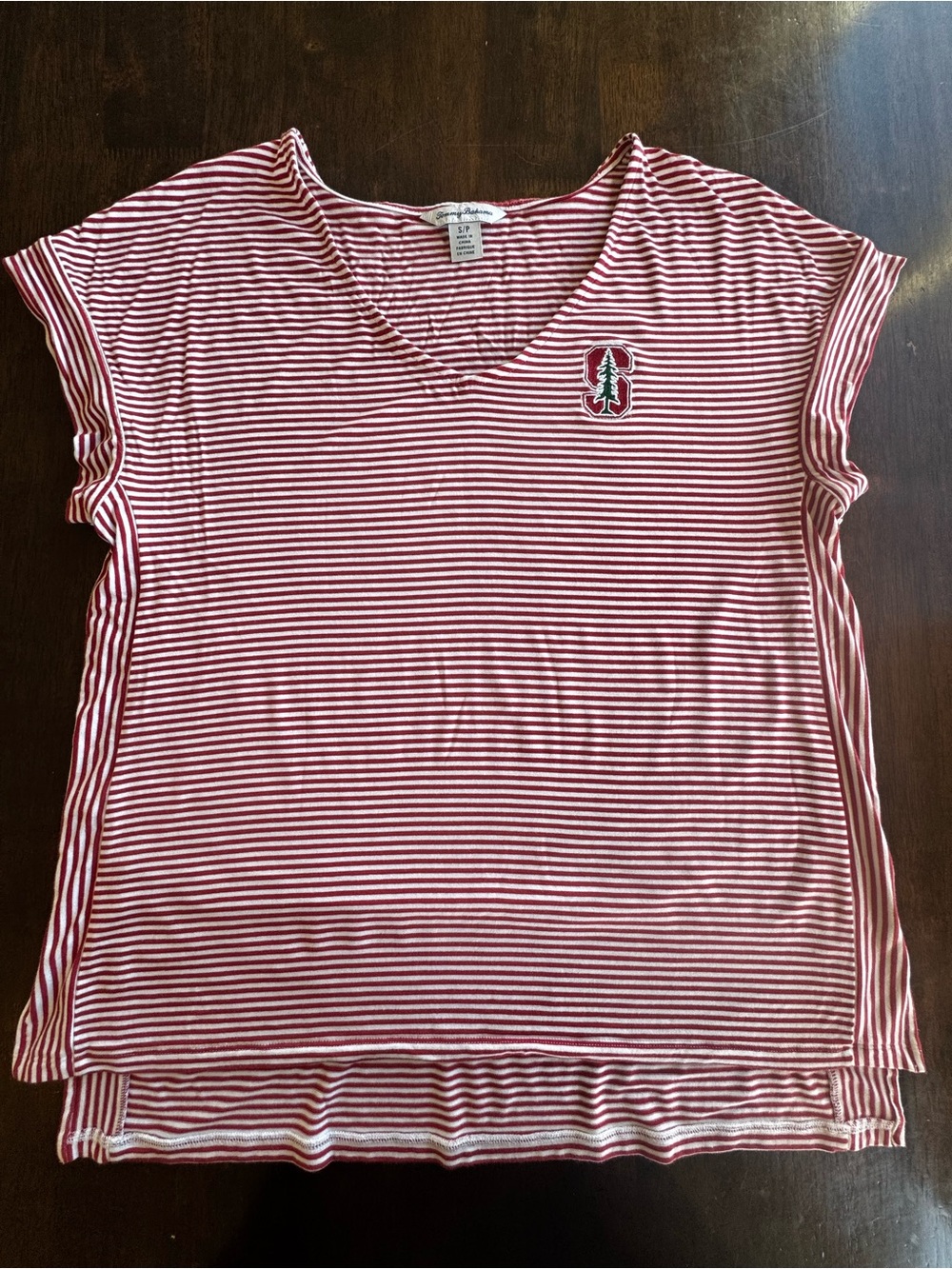Tommy Bahama Stanford Cardinal Women's Striped V-Neck Shirt Sz small Excellent